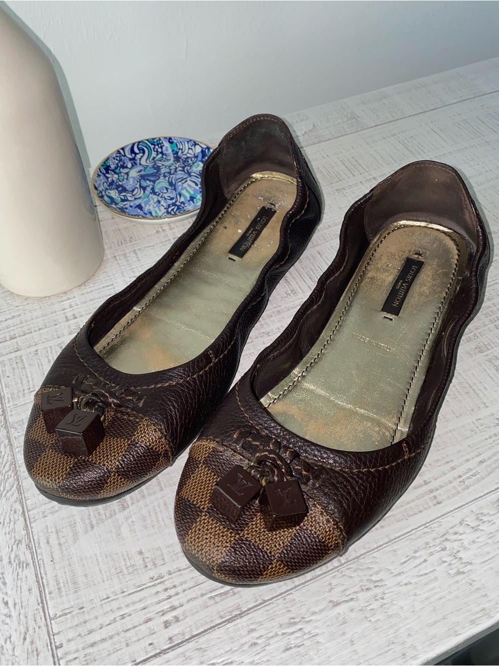 Louis Vuitton Lovely Brown Damier Ballet Flats 9/39.5